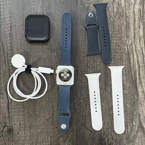 Apple Smartwatch with Blue and White Bands